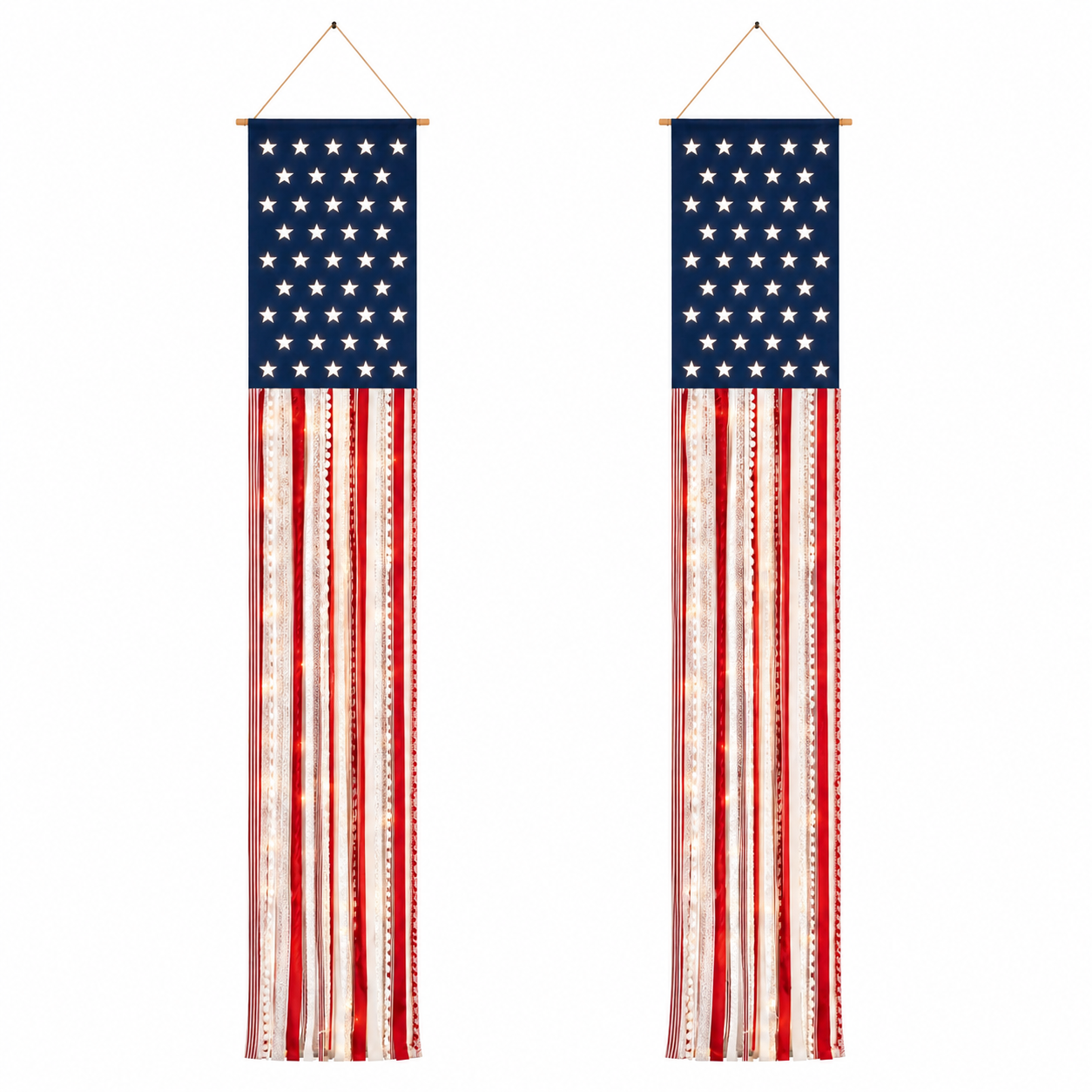 Lighted Patriotic Porch Banner Set