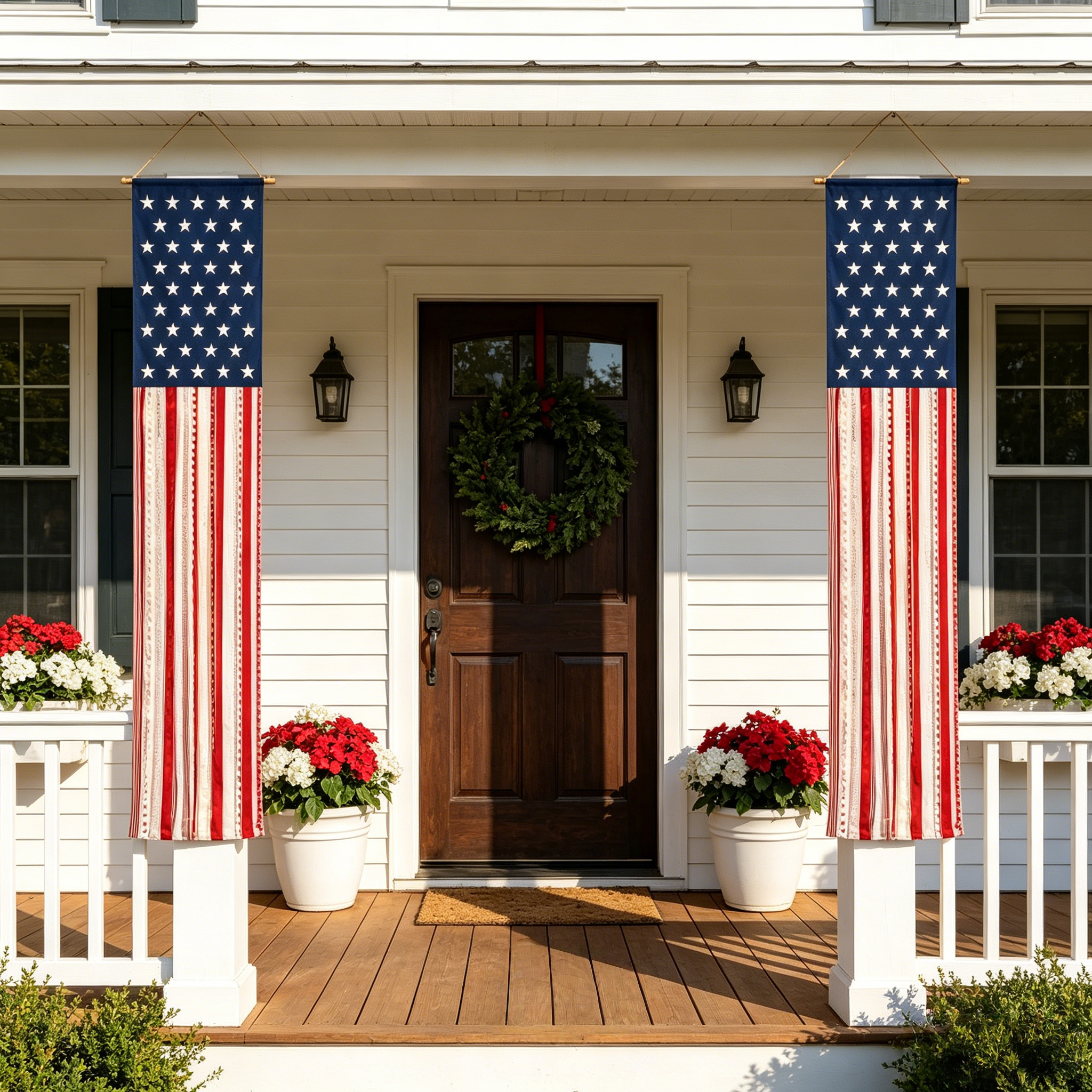 Lighted Patriotic Porch Banner Set