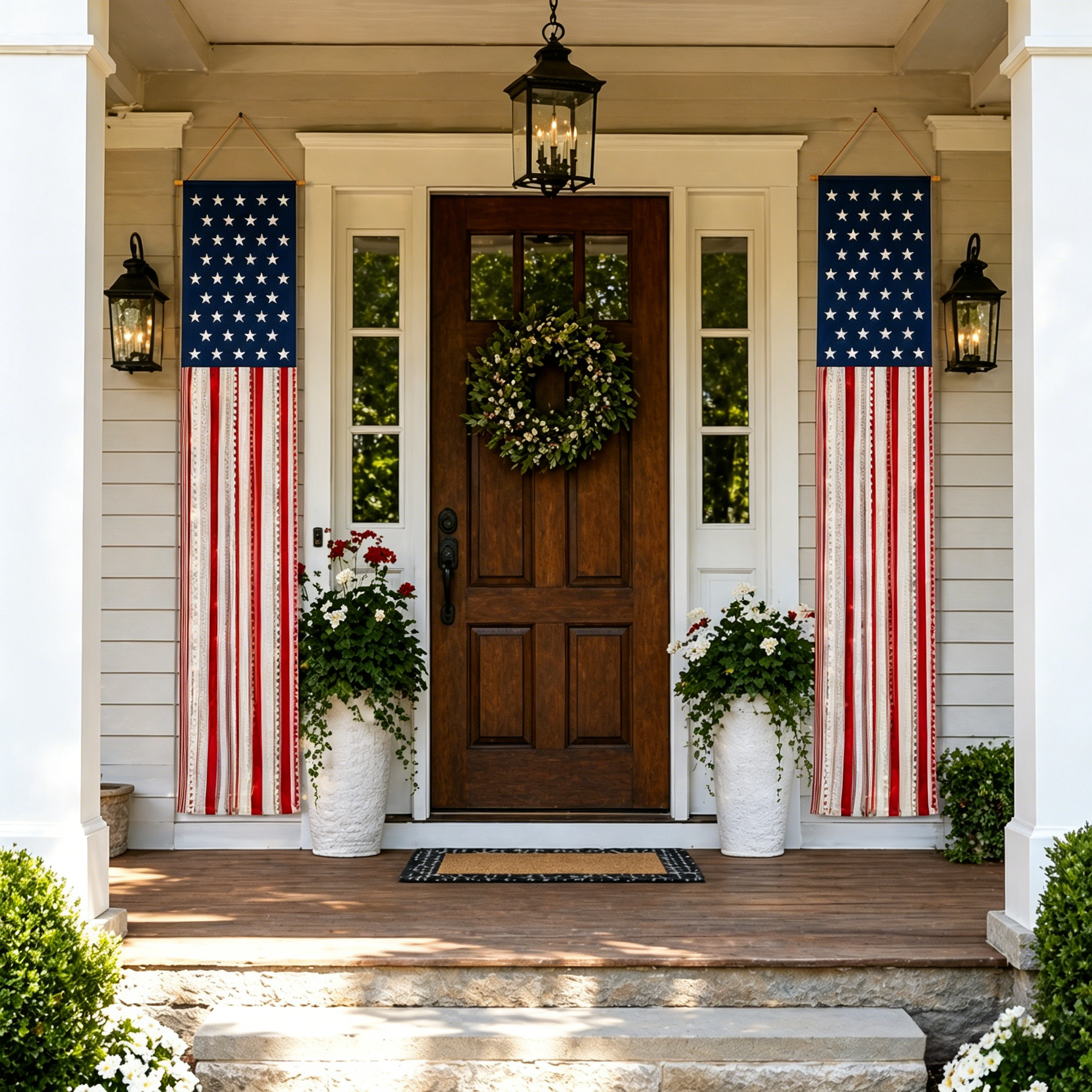 Lighted Patriotic Porch Banner Set